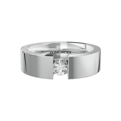 Men's diamond wedding ring, single diamond design, round shape