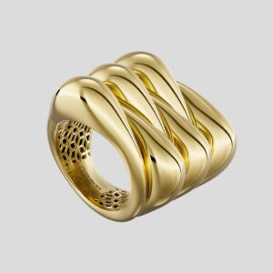 Wide 18K Gold Fractal Ring Code 30337
